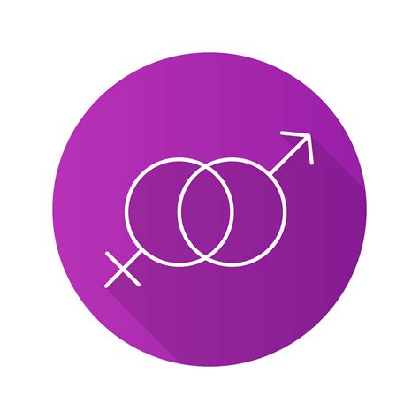 Icono De Larga Sombra De Diseño Plano De Sexo Símbolos De Hombre Y Mujer Entrelazados Letrero