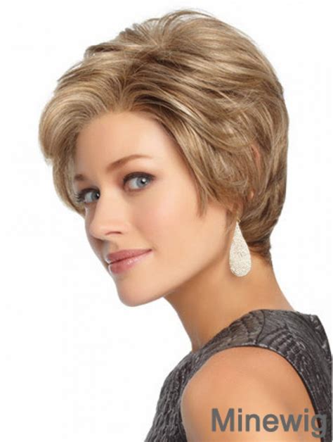 Durable Blonde Short Wavy Without Bangs Lace Front Wigs
