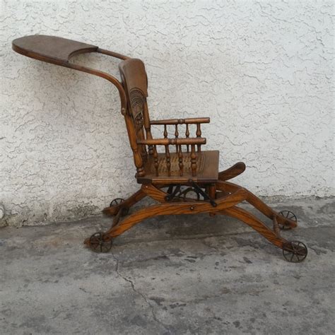 Antique Oak Convertible Pressed Back High Chair Stroller Chairish