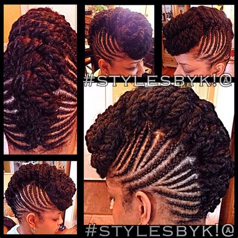 Braid Cornrow Mohawk With Marley Twists Updo Natural Hair Natural