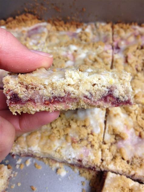 Raspberry Crumb Bars With Lemon Glaze Hungry And Fit