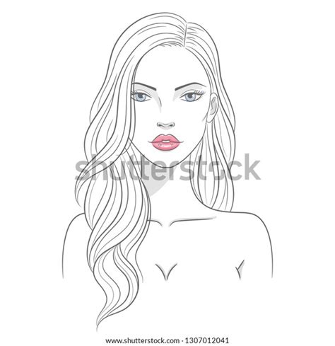 Vector Illustration Of A Beautiful Young Nude Woman With Long Hair