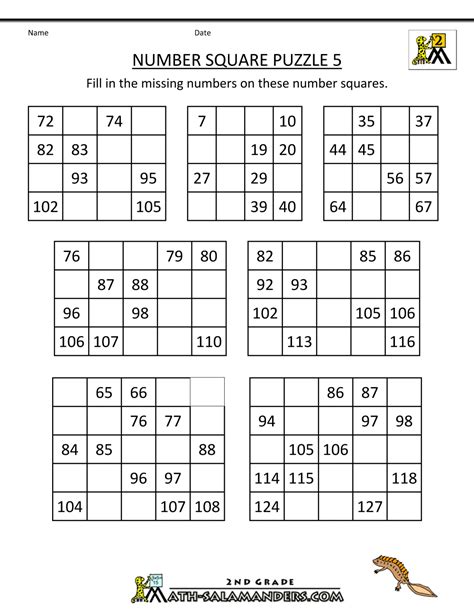 Number Square Puzzles 5 1000×1294 Math Grid Math Numbers Grid