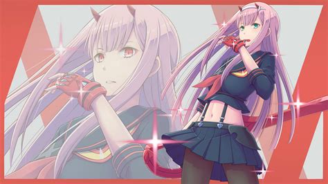 Red, white, and orange abstract digital wallpaper, anime, anime girls. My Xbox dashboard background : ZeroTwo
