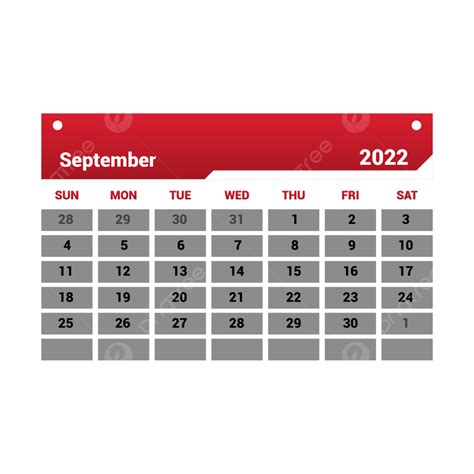 September 2022 Calendar Design With A Simple Red That Is Easy To See