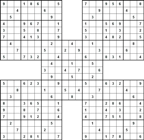 Printable Sudoku Printable Samurai Sudoku X Printable Sudoku Free