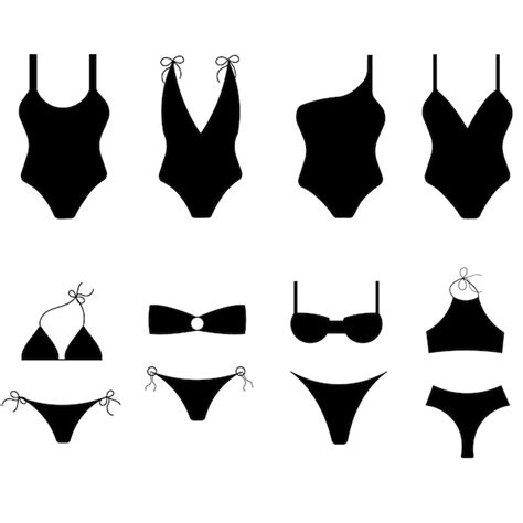 Premium Vector Set Of Silhouettes Of Womens Swimsuits Isolated On A