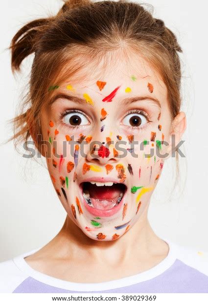 Funny Little Girl Colored Face Stock Photo 389029369 Shutterstock