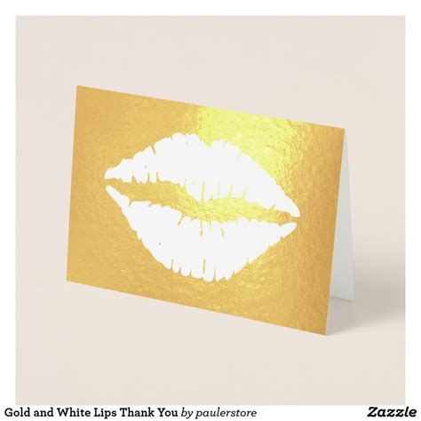 Gold And White Lips Thank You Foil Card Thank You Cards White Lips