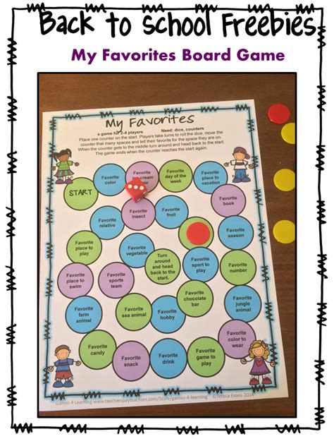Fun Games 4 Learning Back To School Board Game Freebies