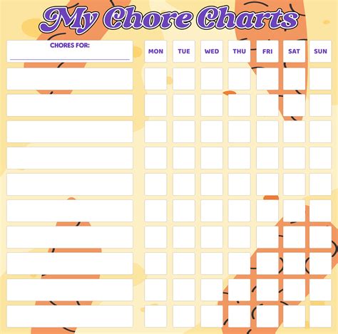Printable Blank Chore Chart Template Printable Templates Free