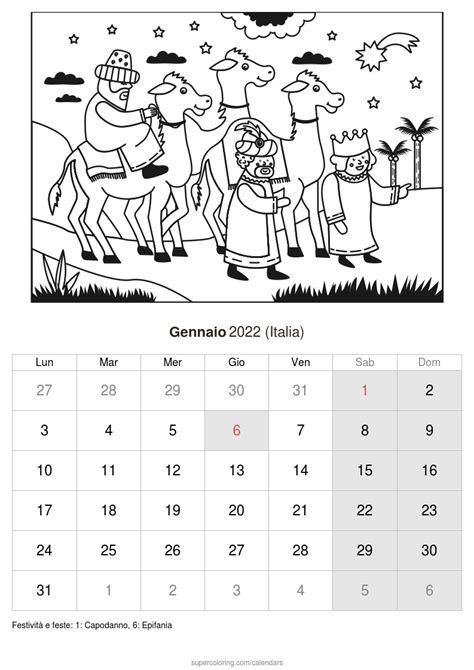 Calendario Gennaio 2022 Da Stampare Italia