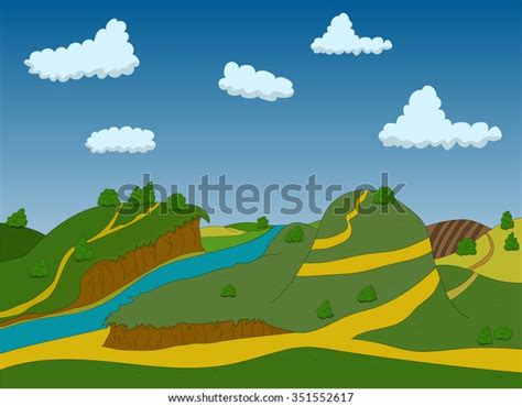 Beautiful Country Landscape Vector Illustration Game Stock Vector