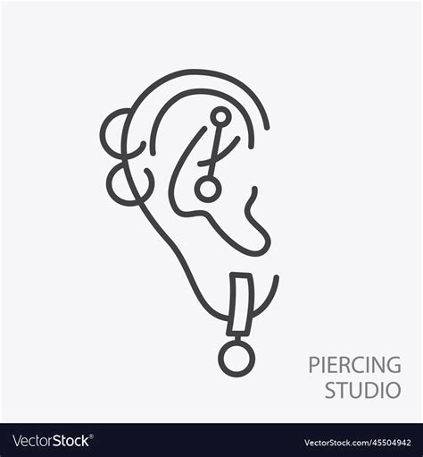 Piercing Studio Logo Template Pierced Ear Vector Image