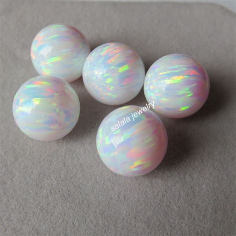 10pcslot12mm Round Opal Beads Op17 White Round Ball Opal Full Drilled