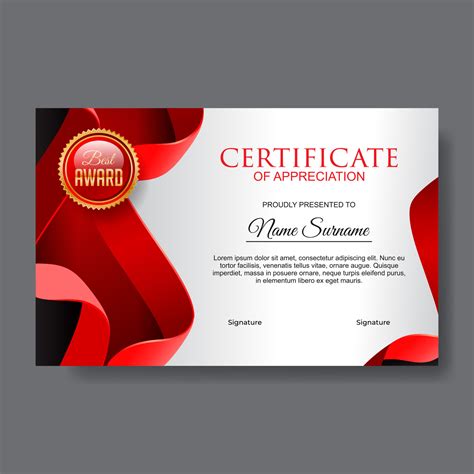 Red Professional Certificate Of Appreciation 14013332 Vector Art At
