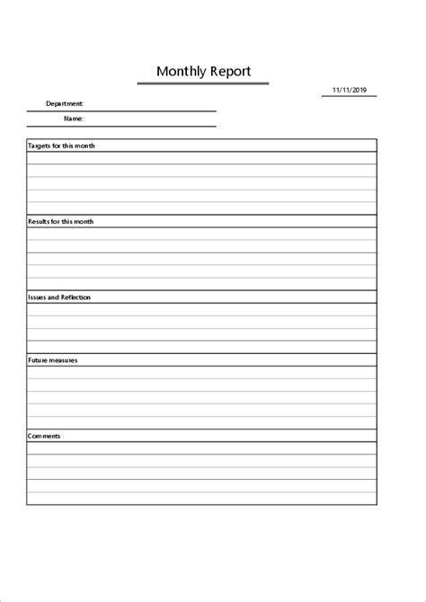 Monthly Report Template02 Excel Free Download