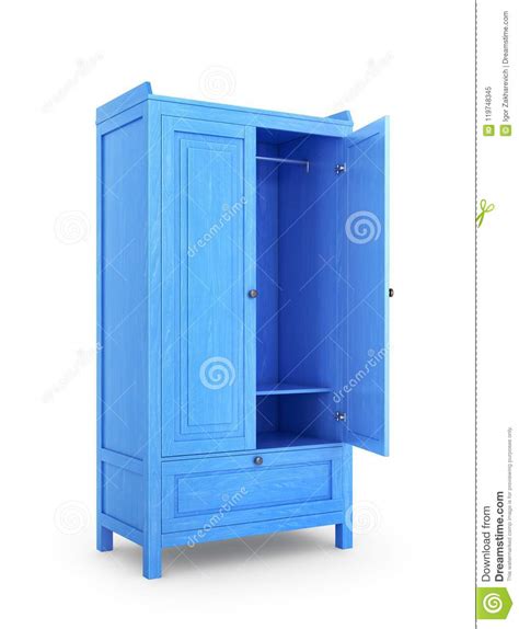 Side View On Wooden Cabinet With Open Door Stock Illustration
