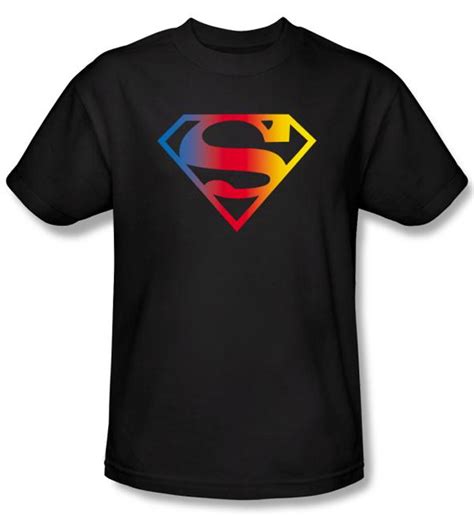 Superman T Shirt Dc Comics Gradient Shield Logo Adult Black Tee Shirt