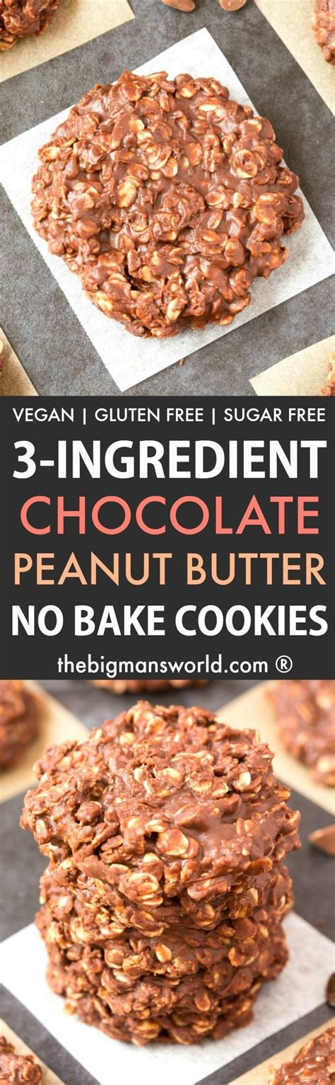If they sit, the sugar absorbs into the dough and the rich chocolaty cookies lose their snowcapped look. 3 Ingredient No Bake Chocolate Peanut Butter Oatmeal ...