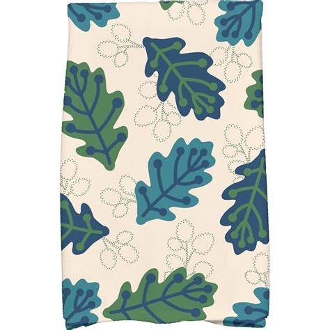 Simply Daisy 16 X 25 Retro Leaves Floral Print Kitchen Towel