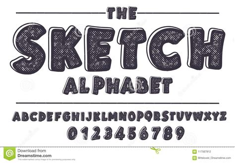 Latin Alphabet Bold Font In Cute Sketch Texture Cartoon 3d Style