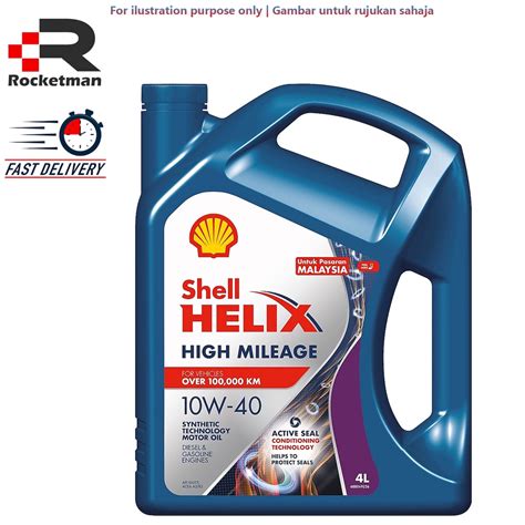 Shell Helix High Mileage 10w40 Engine Oil Semi Synthetic Shopee Malaysia