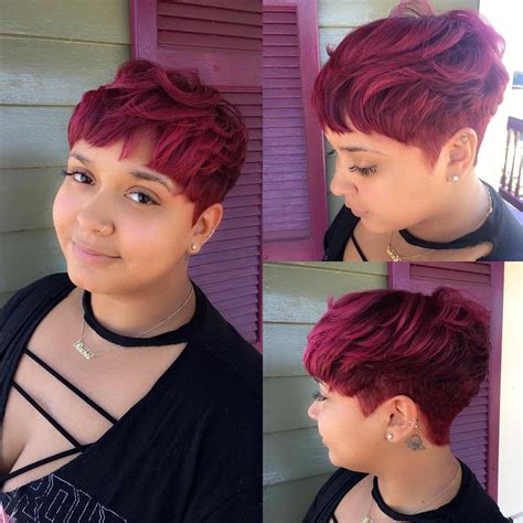 In this tutorial you will learn how to do scissors over comb. Bold Fuchsia Messy Textured Pixie Crop with Bangs - The ...