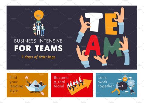 Teamwork Cooperation Banners Photoshop Graphics Creative Market