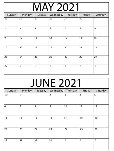 Printable May And June Calendar Month Calendar Printable