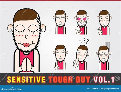 Cartoon Characters Sensitive Tough Guy Stock Illustration Image