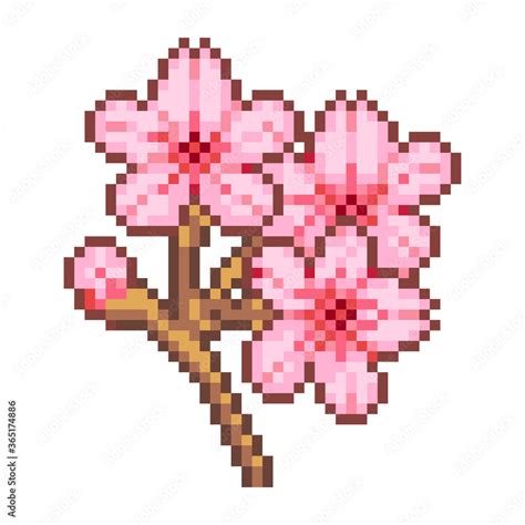 Cherry Blossom Pattern Pixel Cherry Blossom Image Vector Illustration