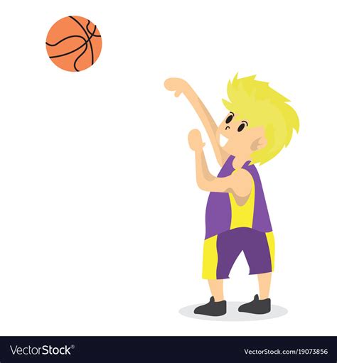 Boy Play Basketball Character Design Cartoon Art3 Vector Image