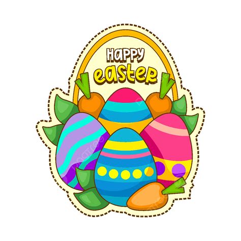 Easter Stickers Vector Png Images Happy Easter Sticker Colorful Design