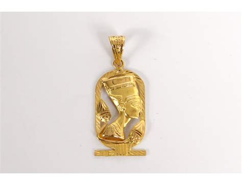 18k Solid Gold Jewel Bust Pendant Nefertiti Egypt Gold 22gr Twentieth