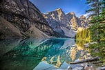 lake, Mountains, Trees, Landscape, Lake, Moraine, Canada, Alberta ...