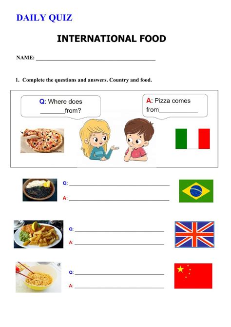 International Food Interactive Worksheet