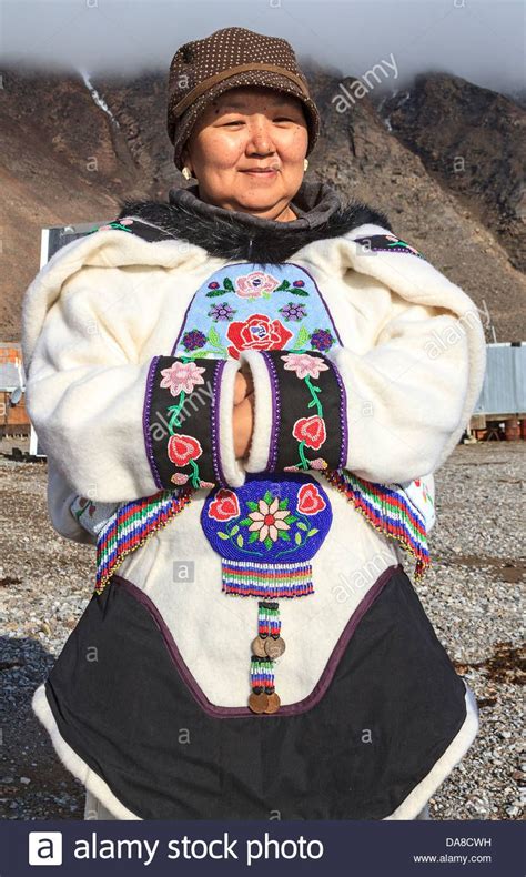 Inuit Woman Of Grise Fjord In Traditional Clothing Ellsmere Island