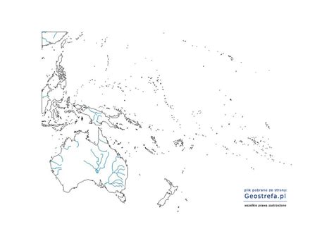 Australia I Oceania Rzeki I Jeziora Mapa Konturowa