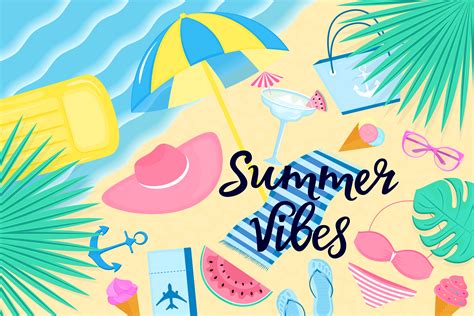 Summer Vibes Set Of Clipart Prints And Patterns By Liluart