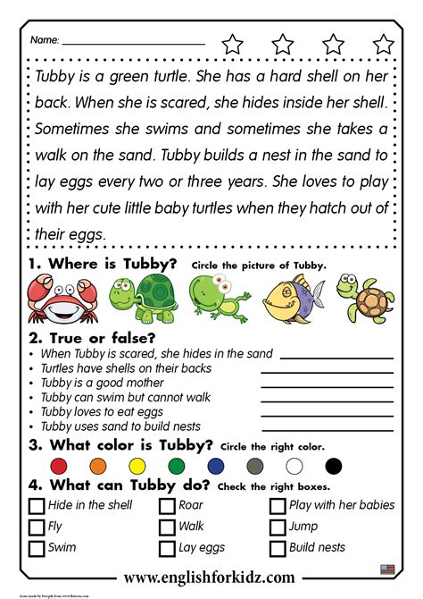 Elementary Reading Comprehension Worksheets Pdf