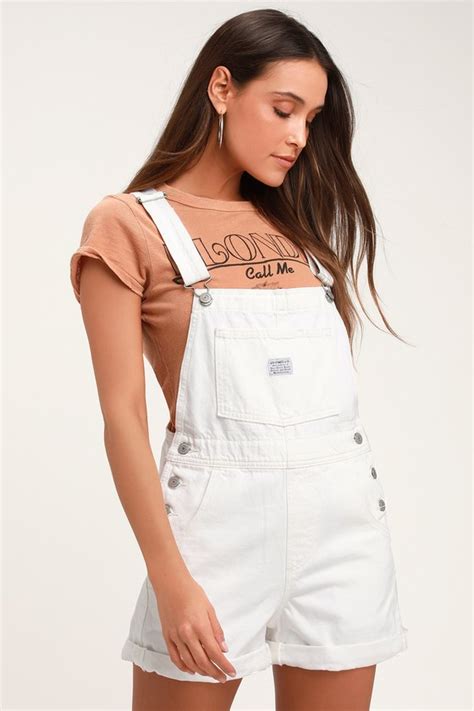 Vintage Shortall White Denim Overalls In 2020 White Overalls White