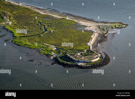 Aerial View Of Castle Pinckney On Shutes Folly Island In The Harbor Of