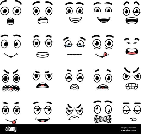 Cartoon Face Expression Mouth And Eyes Expressing Happy Faces Expressive Emotions Isolated