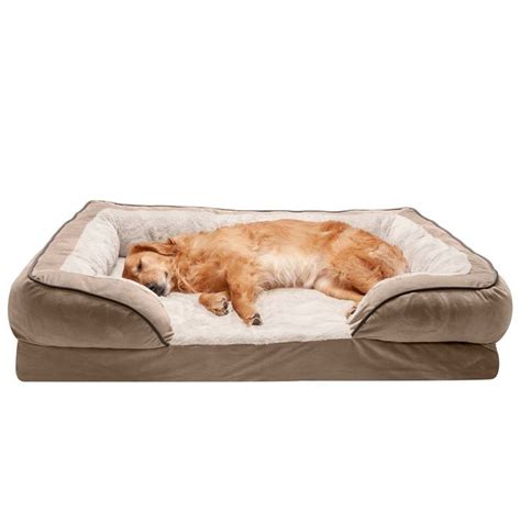 Furhaven Velvet Waves Perfect Comfort Cooling Gel Sofa Dog Bed Jumbo