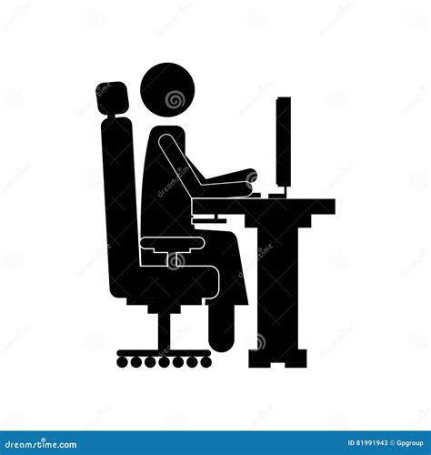 Monochrome Silhouette With Manager In Office Stock Illustration