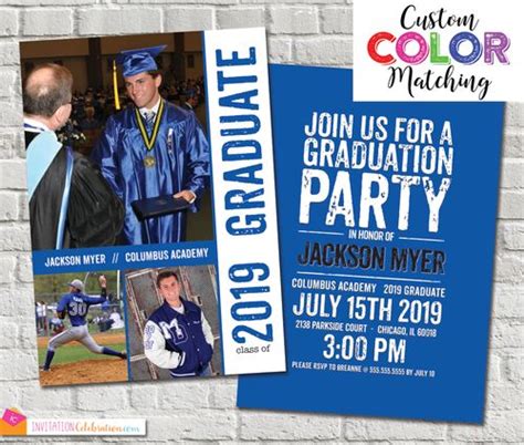 Boy Graduation Invitation Custom Color Printed Invitation Or