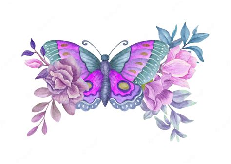 Premium Vector Hand Painted Watercolor Ornamental Butterfly With
