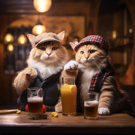 Funny Drunk Cats Cat Wall Art Poster Cat Drinking Beer Grumpy Cat In