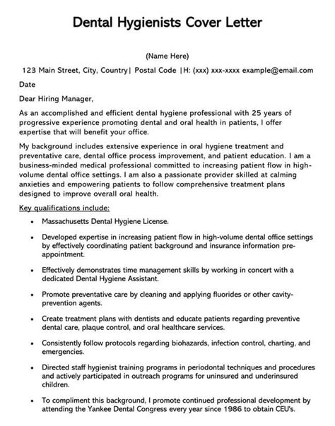 Dental Hygienist Cover Letter Examples How To Format
